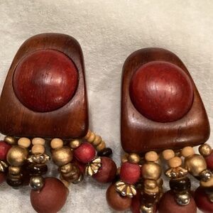 Vintage Nostalgic Wood Earrings Pierced